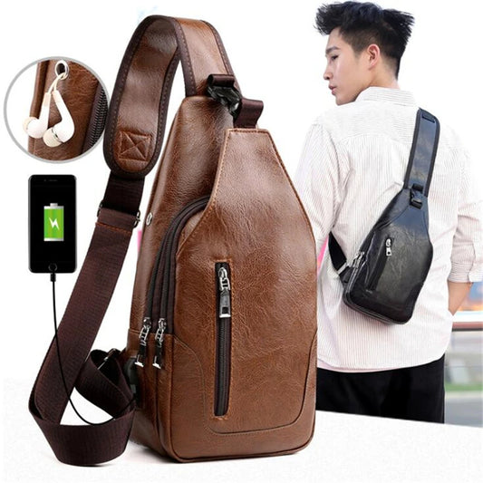 CASAMODA™ Luxury Leather Messenger Sling Bag – Men’s Vintage Crossbody Chest Bag